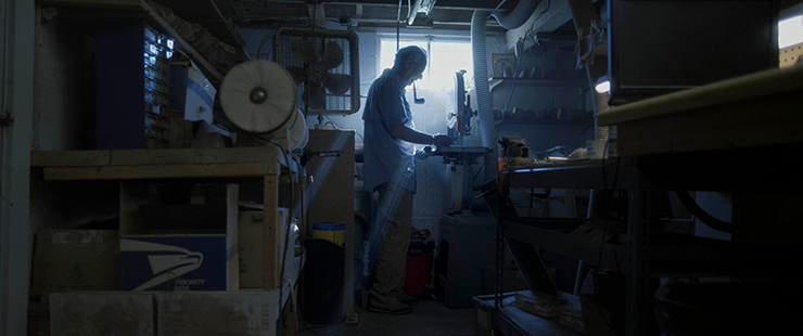 Lee in his workshop