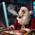 DALL·E 2022-10-03 15.40.01 - Santa clause smoking a pipe while browsing the internet on a desk...png