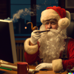 DALL·E 2022-10-03 15.40.27 - Santa clause smoking a pipe while browsing the internet on a desk...png
