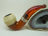 CPF 19th C. Cased Amber Meer Screw Bowl Restored 1.JPG