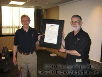 Vernon Vig Presents Frank Burla with Certificate of Appreciation