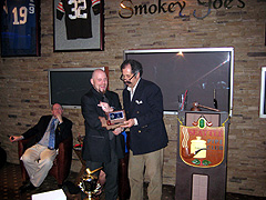 Joe Melberg accepting the Slow Smoke Award 2010 on behalf of friend Alex William, who now lives in Paris France