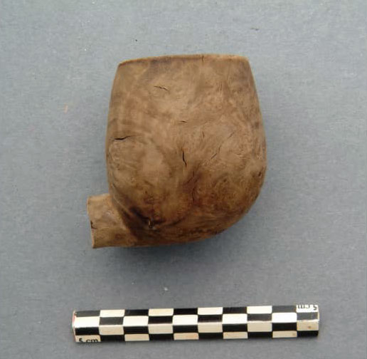 The bowl of a pipe belonging to Confederate sailor Joseph Ridgaway, the only crew member positively identified through DNA. - courtesy friends of the Hunley