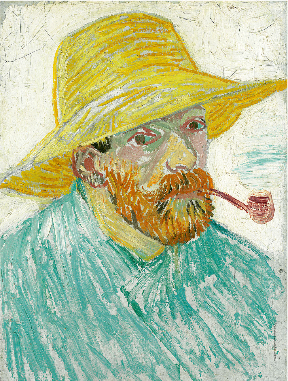 Van Gogh Self Portrait with Pipe and Straw Hat