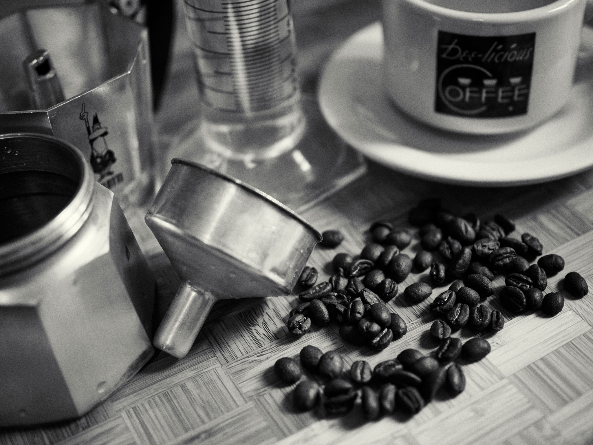 Coffee Beans and Bialetti Moka Express