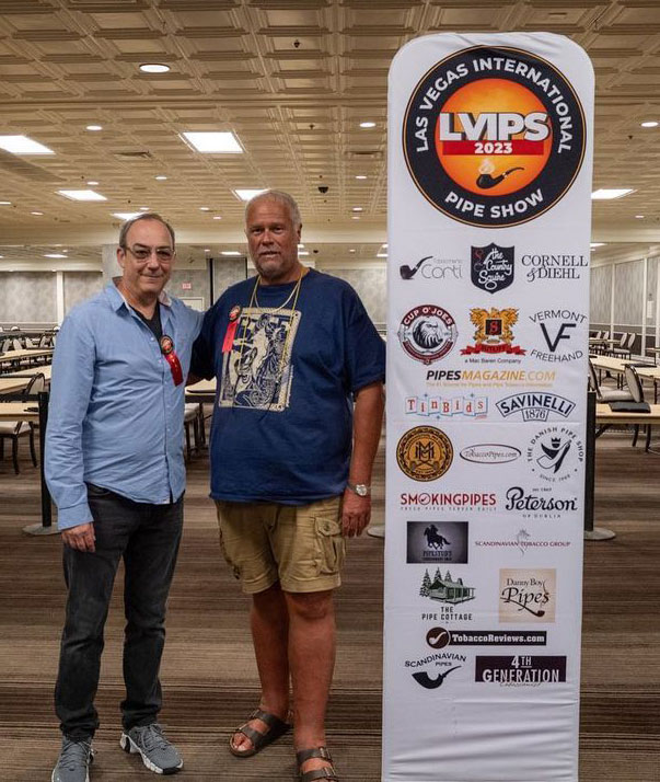 Brian Levine and Dave Peterson during set-up at the 2023 Las Vegas Pipe Show